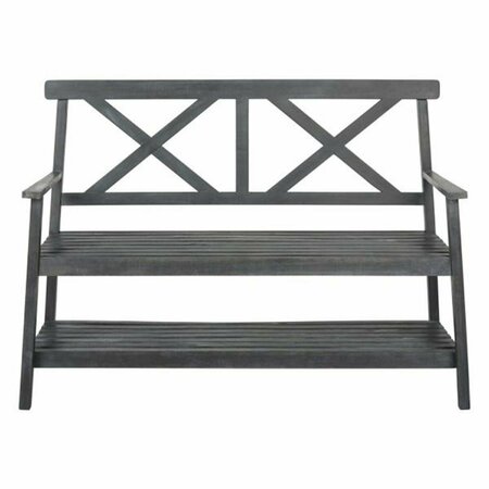 SAFAVIEH 49.21 in. Mayer Outdoor Bench, Dark Slate Gray PAT6744C